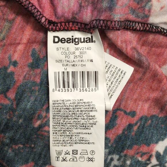 Desigual Red Draped Knot Abstract Print Sleeveless Midi Dress Size M - Picture 8 of 10